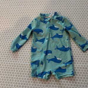 Carter's Blue and Green Rashgaurd Baby w Whales Full Zip Size 9M